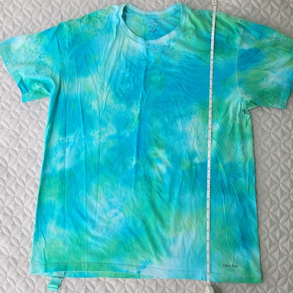 Large Calvin Klein Blue Green Tie Tyed T-Shirt - Picture 9 of 10